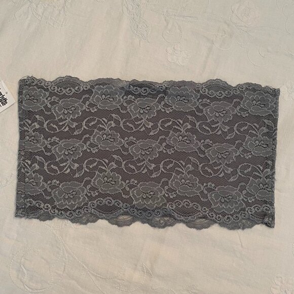 Bozzolo Size Large (Fits Like M), Women's Stretch Lace Strapless Bra Silver Gray - Picture 2 of 3